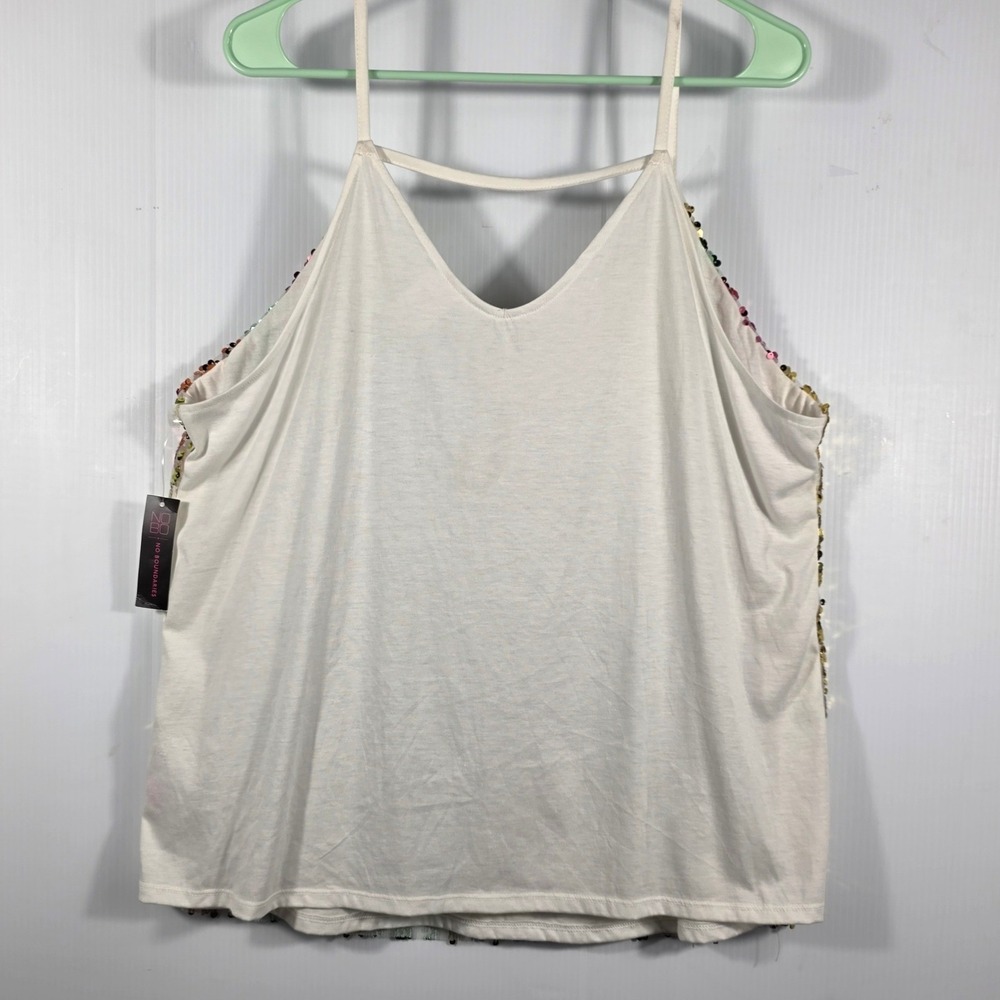 No Boundaries Rainbow Sequin Cami Tank Top V-Neck White Plus Size XXXL 3XG NEW - Picture 7 of 8